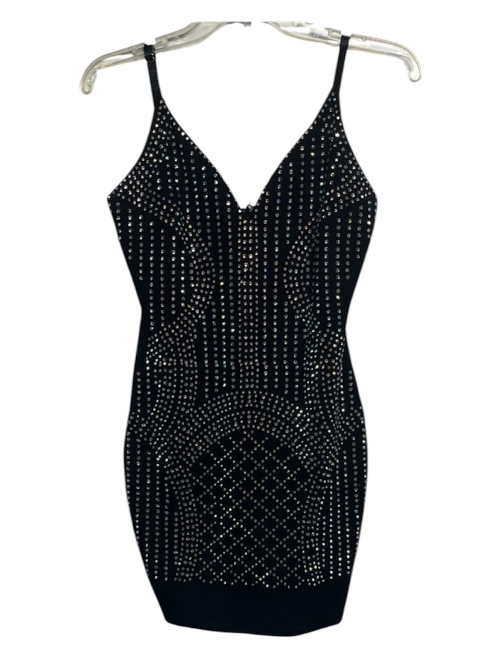 Windsor Black Studded Bodycon Mini Dress Rhinestone Detail Size Small